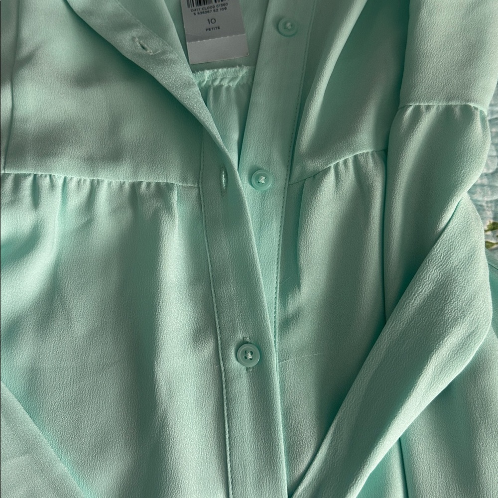 LOFT Outlet Mint Green Flounced Maxi Dress size 10P - Picture 4 of 5